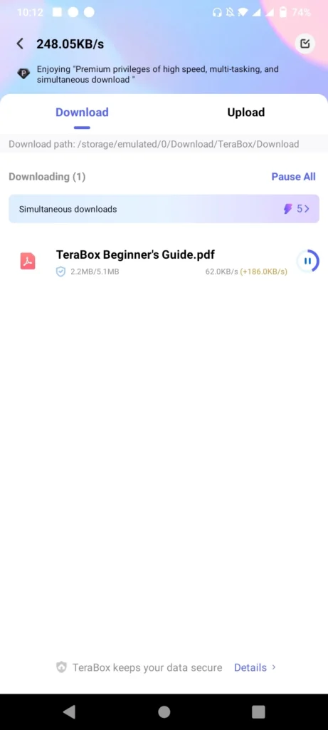 A real screenshot of terabox mod apk 2tb