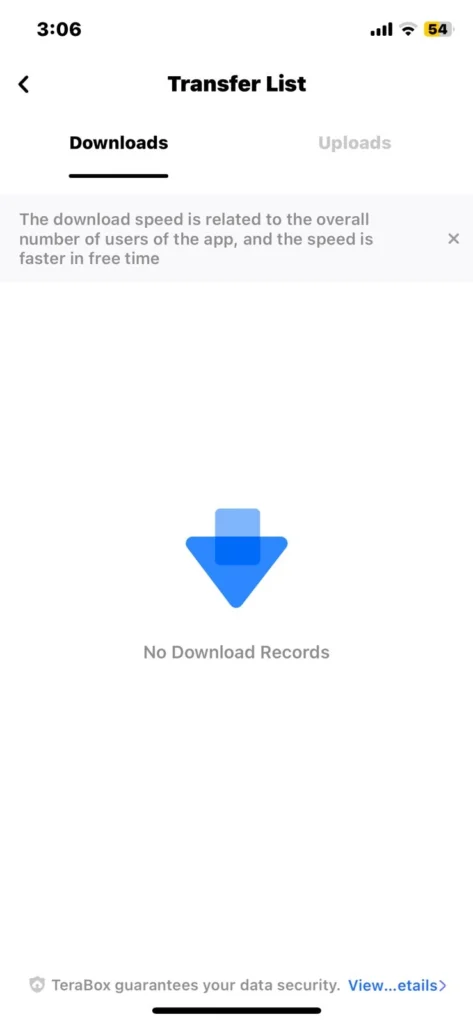 A Screenshot of terabox for IOS